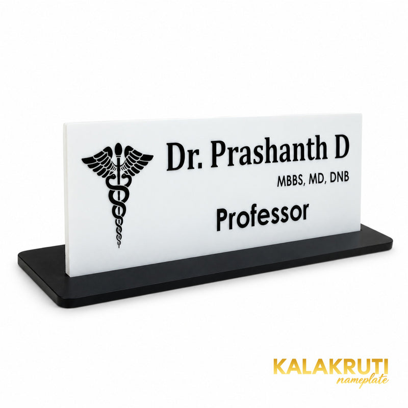 Dr. Prashanth D desk nameplate, left angle