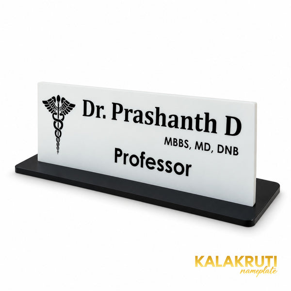 Dr. Prashanth D desk nameplate, right angle
