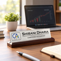 Shibani Dharia desk nameplate, table