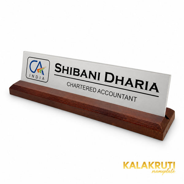 Shibani Dharia desk nameplate, right angle