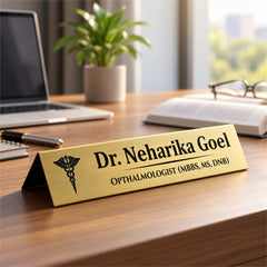 Dr. Neharika Goel desk nameplate, table