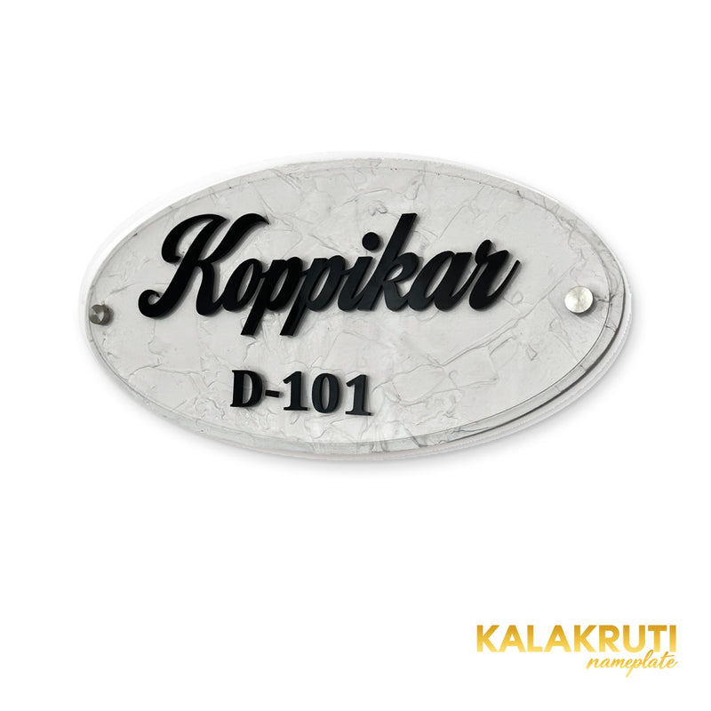 KKHC0005 handcrafted nameplate — right angle with soft studio shadow