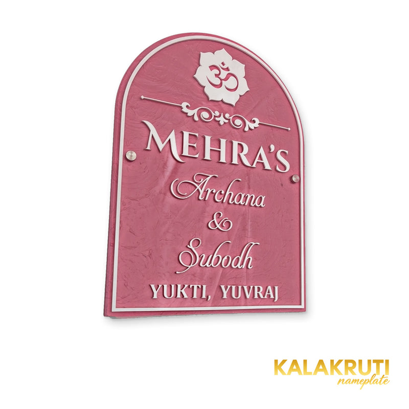 KKHC0006 handcrafted nameplate — left angle with soft studio shadow