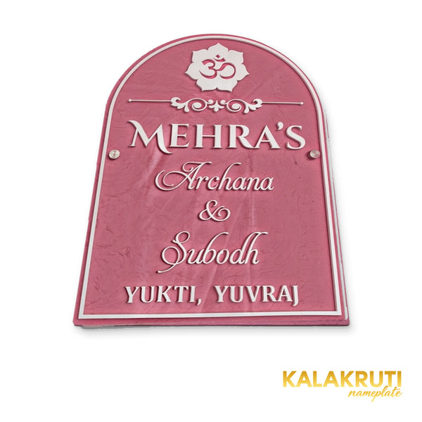 KKHC0006 handcrafted nameplate — additional angle with soft studio shadow