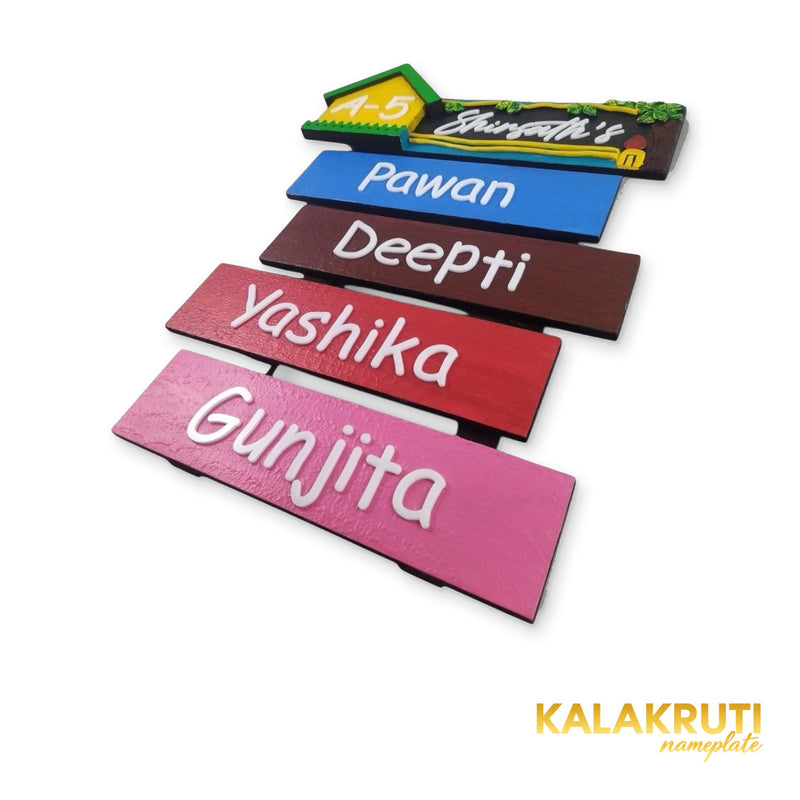 KKHC0012 handcrafted nameplate — left angle with soft studio shadow