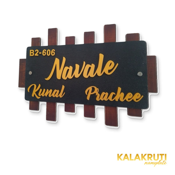 KKHC0018 handcrafted nameplate — right angle with soft studio shadow