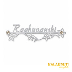 Raghuwanshi nameplate, straight-on front view on a white studio background