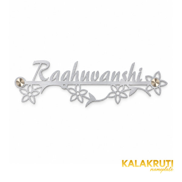 Raghuwanshi nameplate, straight-on front view on a white studio background