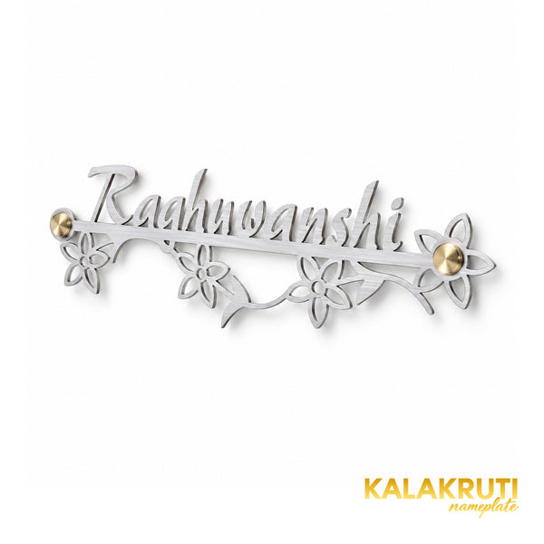 Raghuwanshi right angle of the nameplate on a white studio background