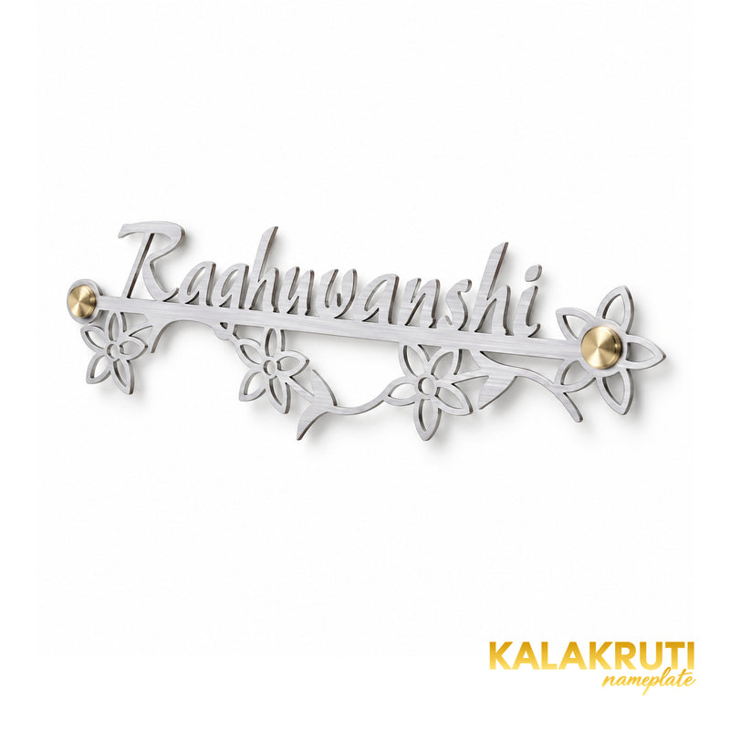 Raghuwanshi right angle of the nameplate on a white studio background