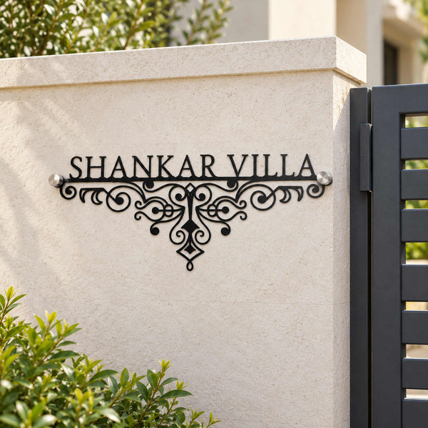 Shankar Villa nameplate shown installed at a residential entrance