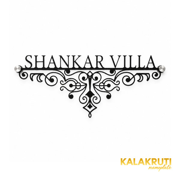 Shankar Villa nameplate, straight-on front view on a white studio background