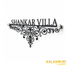 Shankar Villa right angle of the nameplate on a white studio background