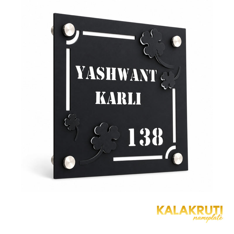 Yashwant Karli left angle of the nameplate on a white studio background