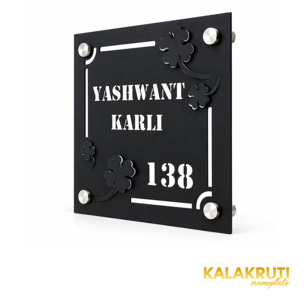 Yashwant Karli right angle of the nameplate on a white studio background
