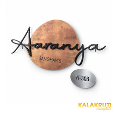 Aaranya right angle of the nameplate on a white studio background