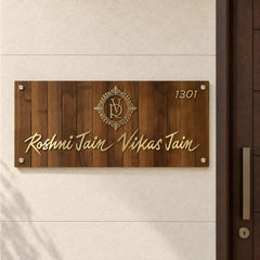 Roshni and Vikas Jain nameplate shown installed at a residential entrance