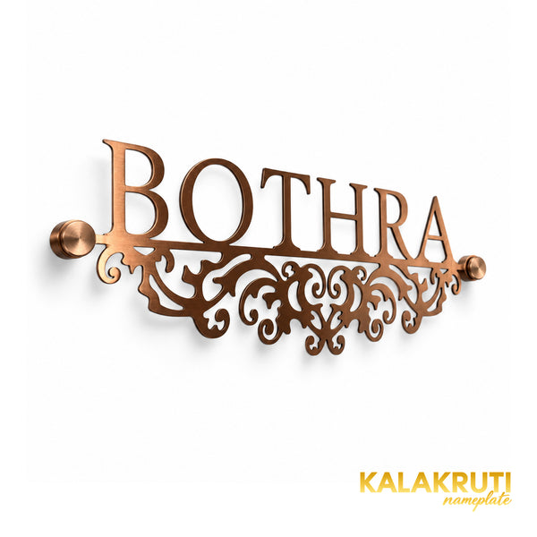 Bothra left angle of the nameplate on a white studio background