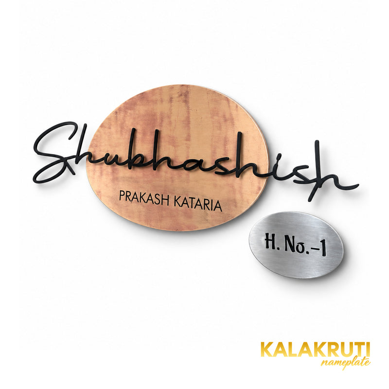 Prakash Kataria right angle of the nameplate on a white studio background