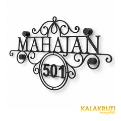 Mahajan right angle of the nameplate on a white studio background