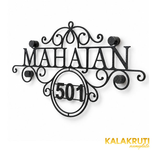 Mahajan right angle of the nameplate on a white studio background