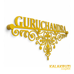 Guruchandra left angle of the nameplate on a white studio background
