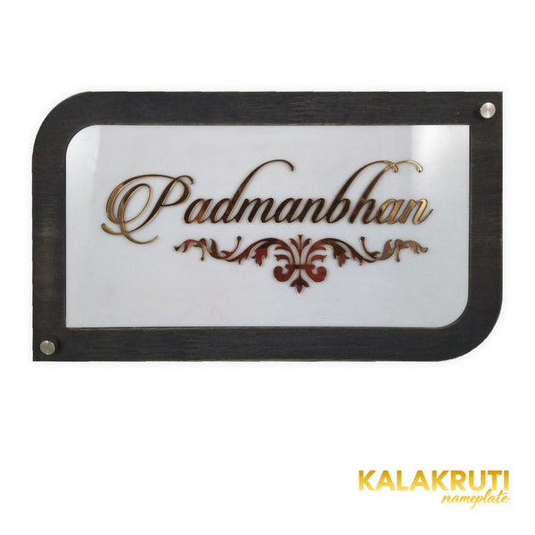 Padmanbhan wooden frame LED nameplate - front LED off