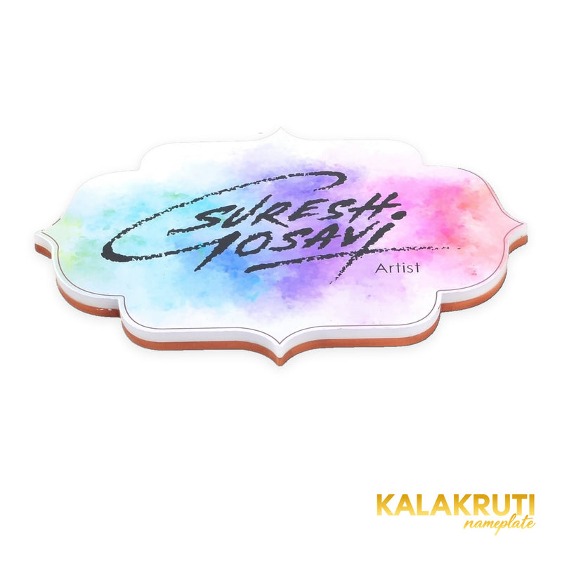 Suresh Gosavi Artist multicolour acrylic LED nameplate - low angle LED off
