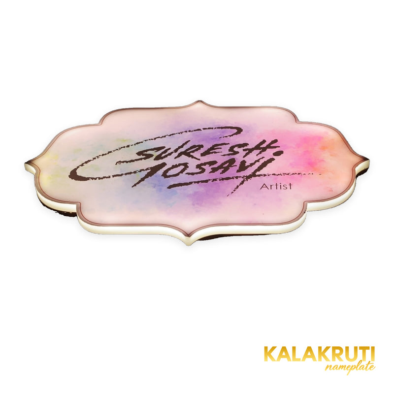 Suresh Gosavi Artist multicolour acrylic LED nameplate - low angle LED on