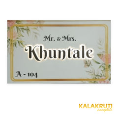 Mr. & Mrs. Khuntale A-104 floral acrylic LED nameplate - front LED on