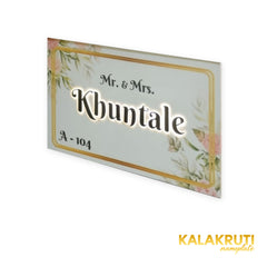 Mr. & Mrs. Khuntale A-104 floral acrylic LED nameplate - right angle LED on