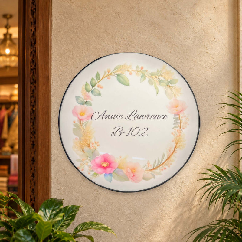 Annie Lawrence B-102 floral LED nameplate — Installed