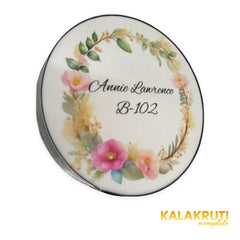 Annie Lawrence B-102 floral LED nameplate — Right angle