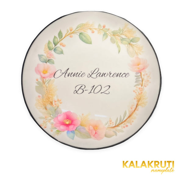 Annie Lawrence B-102 floral LED nameplate — Front bright lighting