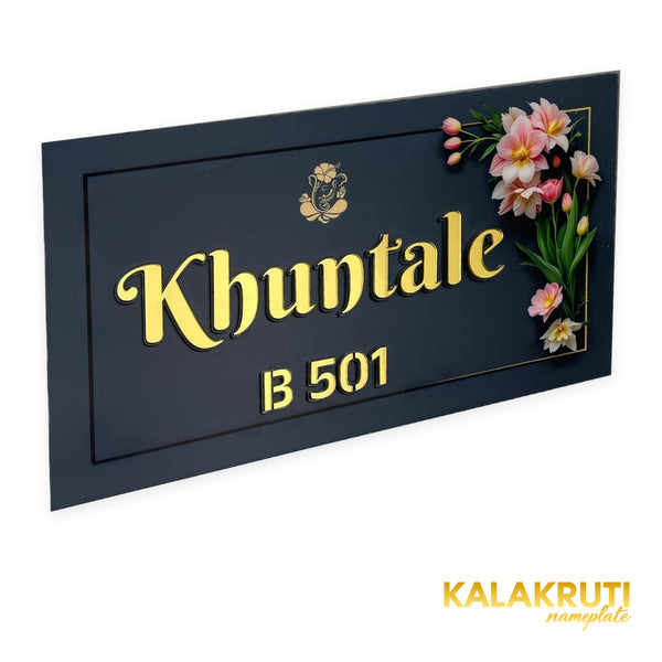 KKLEDN0029 Khuntale B 501 floral LED nameplate - Left angle LED off