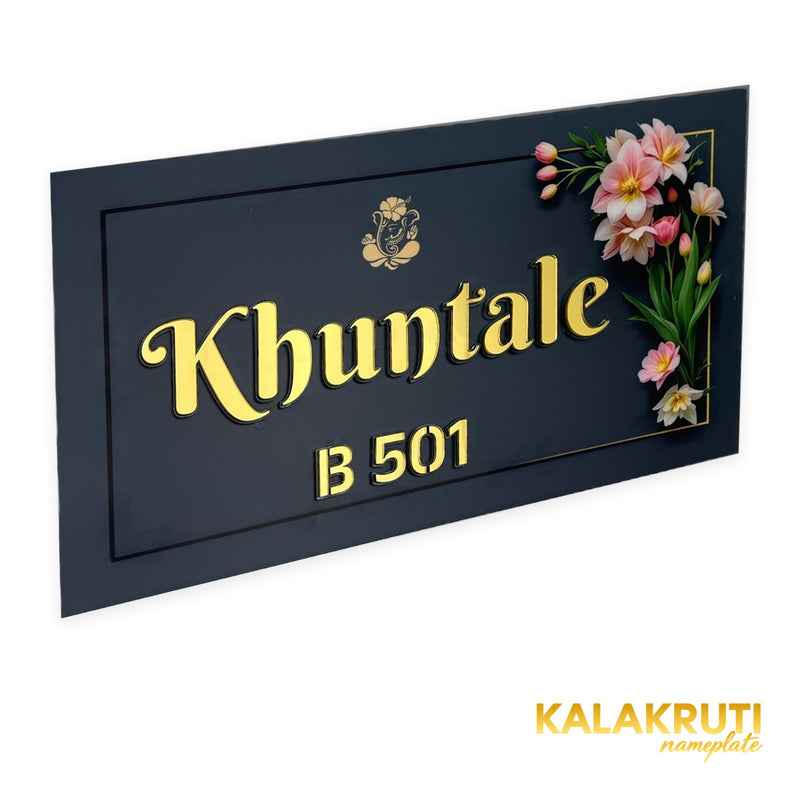 KKLEDN0029 Khuntale B 501 floral LED nameplate - Left angle LED off