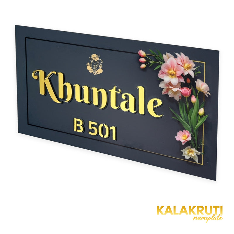 KKLEDN0029 Khuntale B 501 floral LED nameplate - Right angle LED off
