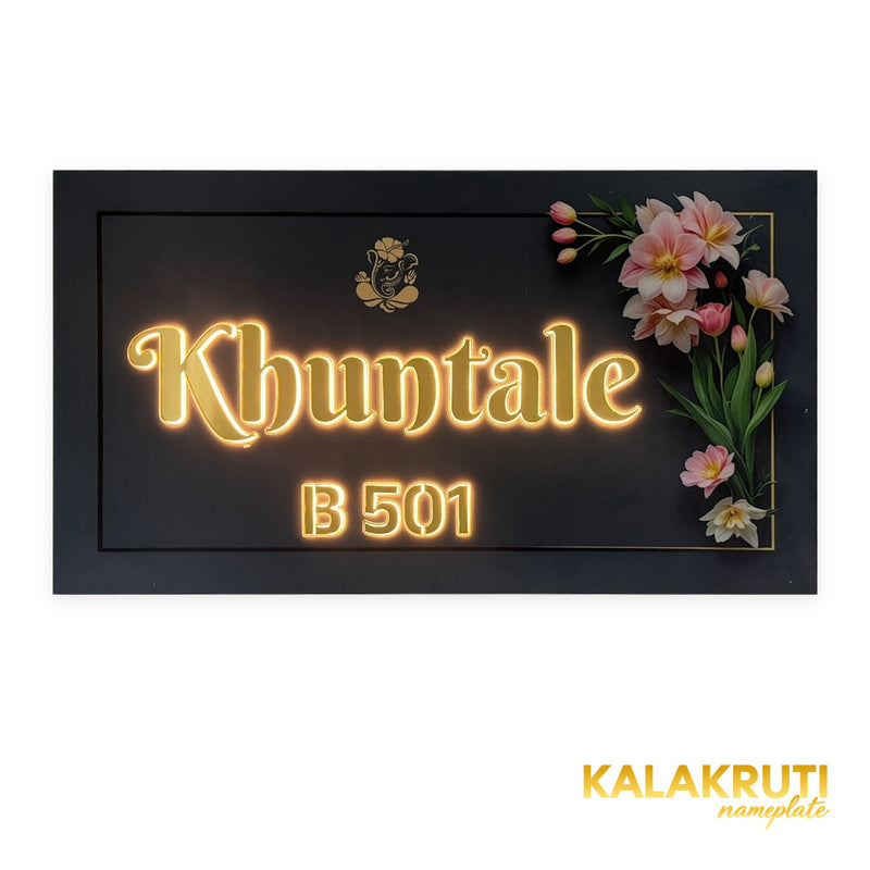 KKLEDN0029 Khuntale B 501 floral LED nameplate - Front LED on