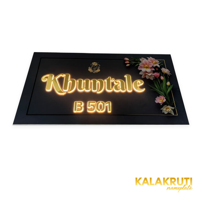 KKLEDN0029 Khuntale B 501 floral LED nameplate - Low angle LED on