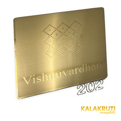 KKLEDN0030 Vishnuvardhan 202 brushed gold LED nameplate - Left angle