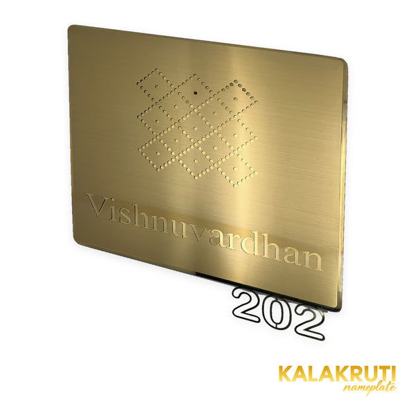 KKLEDN0030 Vishnuvardhan 202 brushed gold LED nameplate - Right angle