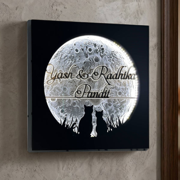 KKLEDN0033 Yash & Radhika Pandit moon and cats - Installed LED on