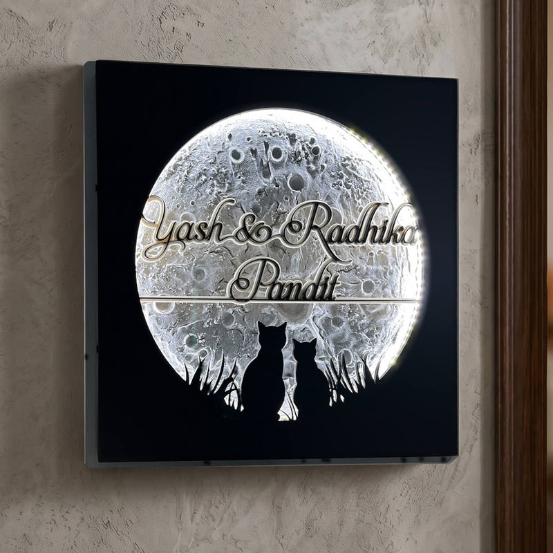 KKLEDN0033 Yash & Radhika Pandit moon and cats - Installed LED on