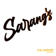 Sarang's copper-colour LED script nameplate - Left angle LED on - KKLEDN0034