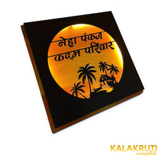 Neha Pankaj Kadam Parivar sunset LED nameplate — Left angle LED on