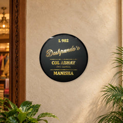 KKLEDN0038 Deshpande's Col Abhay Manisha L 902 round black nameplate - Installed