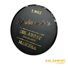 KKLEDN0038 Deshpande's Col Abhay Manisha L 902 round black nameplate - Right angle alternate lighting