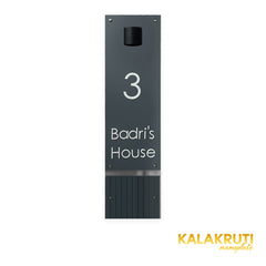 KKLEDN0039 Badri's House 3 vertical nameplate with downlight - Front light off