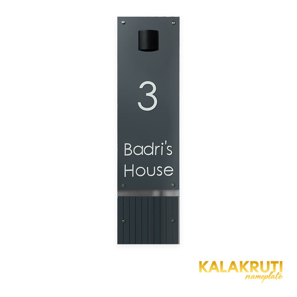 KKLEDN0039 Badri's House 3 vertical nameplate with downlight - Front light off