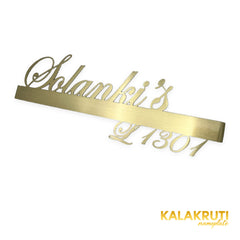 Solanki’s L 1301 nameplate — Right angle brushed-gold LED off